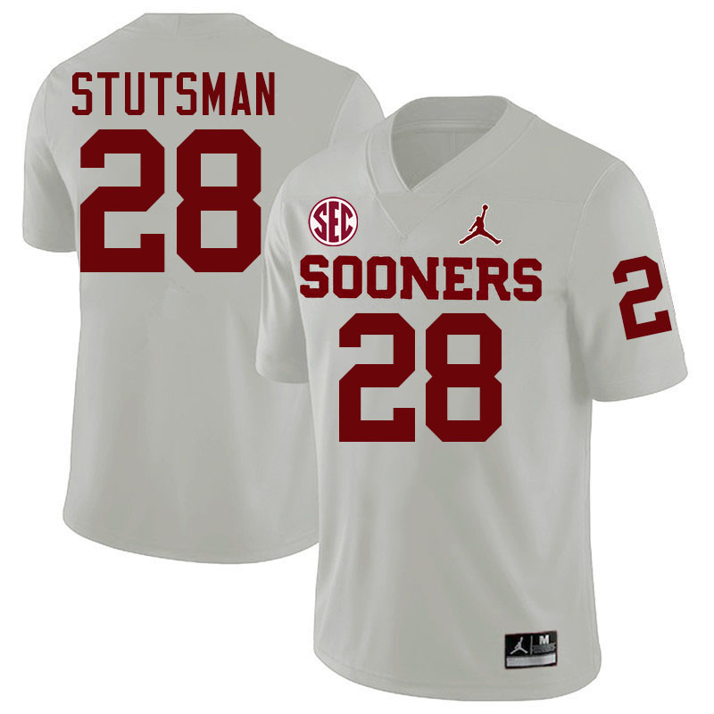 Oklahoma Sooners #28 Danny Stutsman College Football Jerseys,Uniforms-White